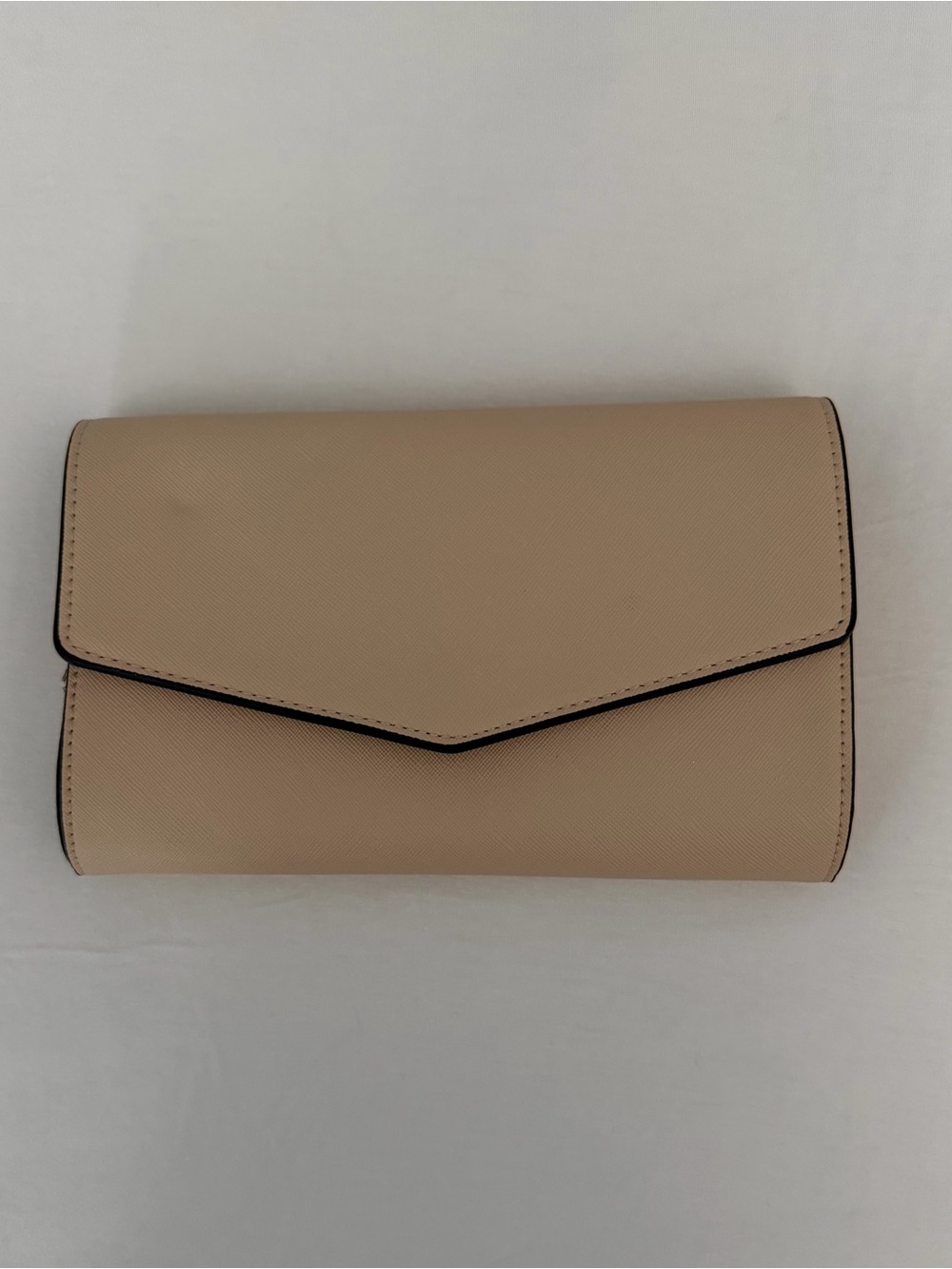 Olga Berg Nude Envelope Clutch with Contrast Trim